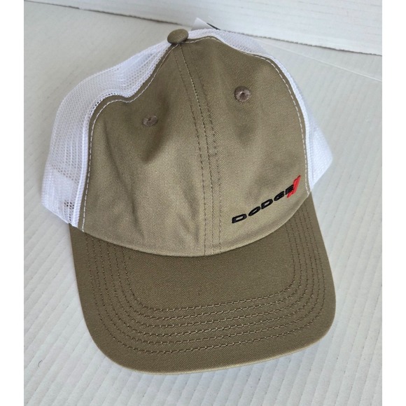 Dodge Other - FCA Dodge Trucker Khaki Hat Mesh SnapBack Rubber Patch Promotional NEW Deadstock